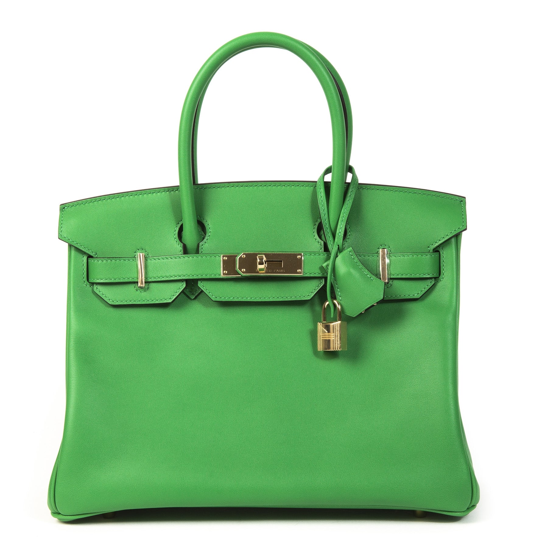 Designer handtassen kopen van merken zoals Hermès 30 Bambou Vert Foncé Togo RGHW HSS
