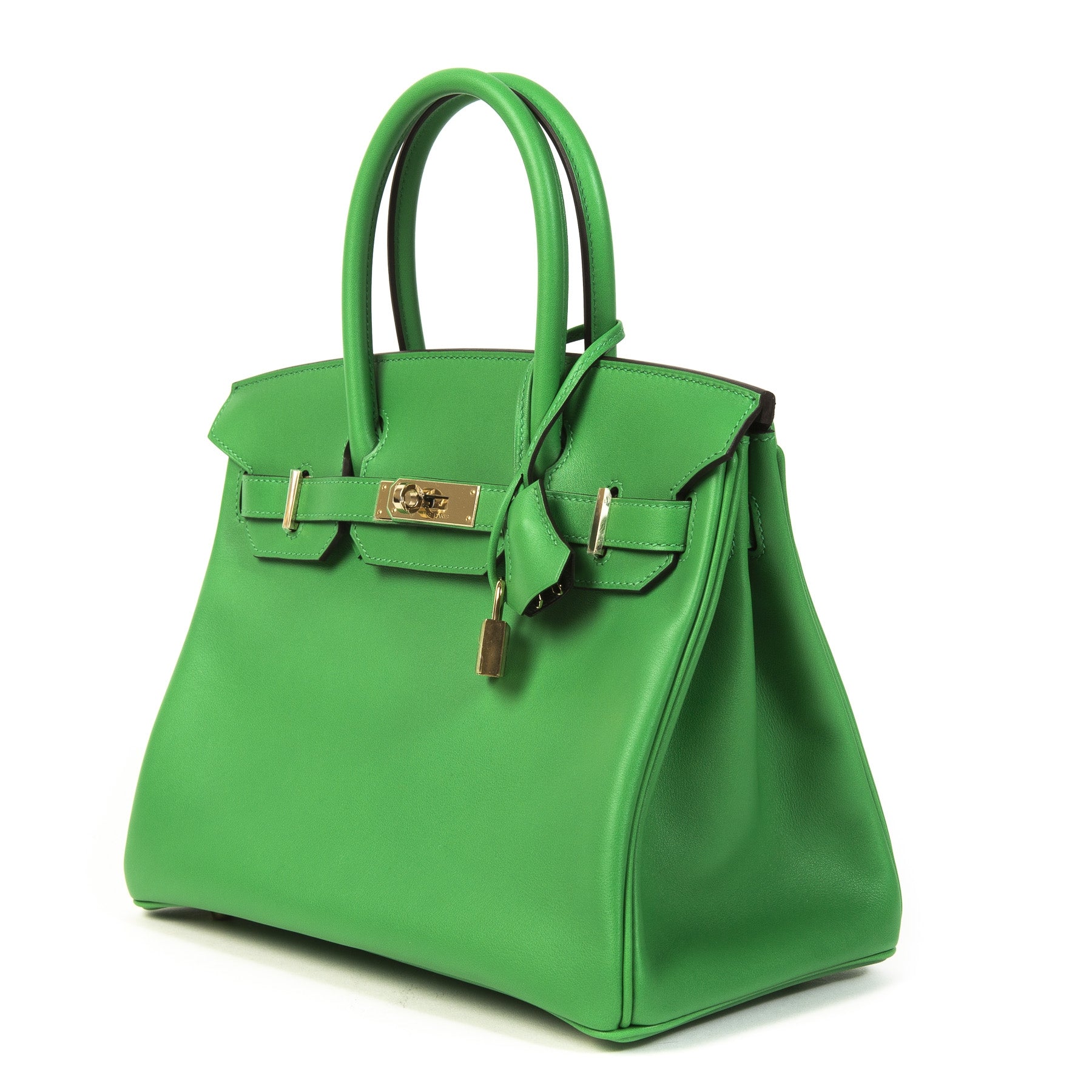 100% authentique Hermès 30 Bambou Vert Foncé Togo RGHW HSS chez Labellov à anvers Belgique