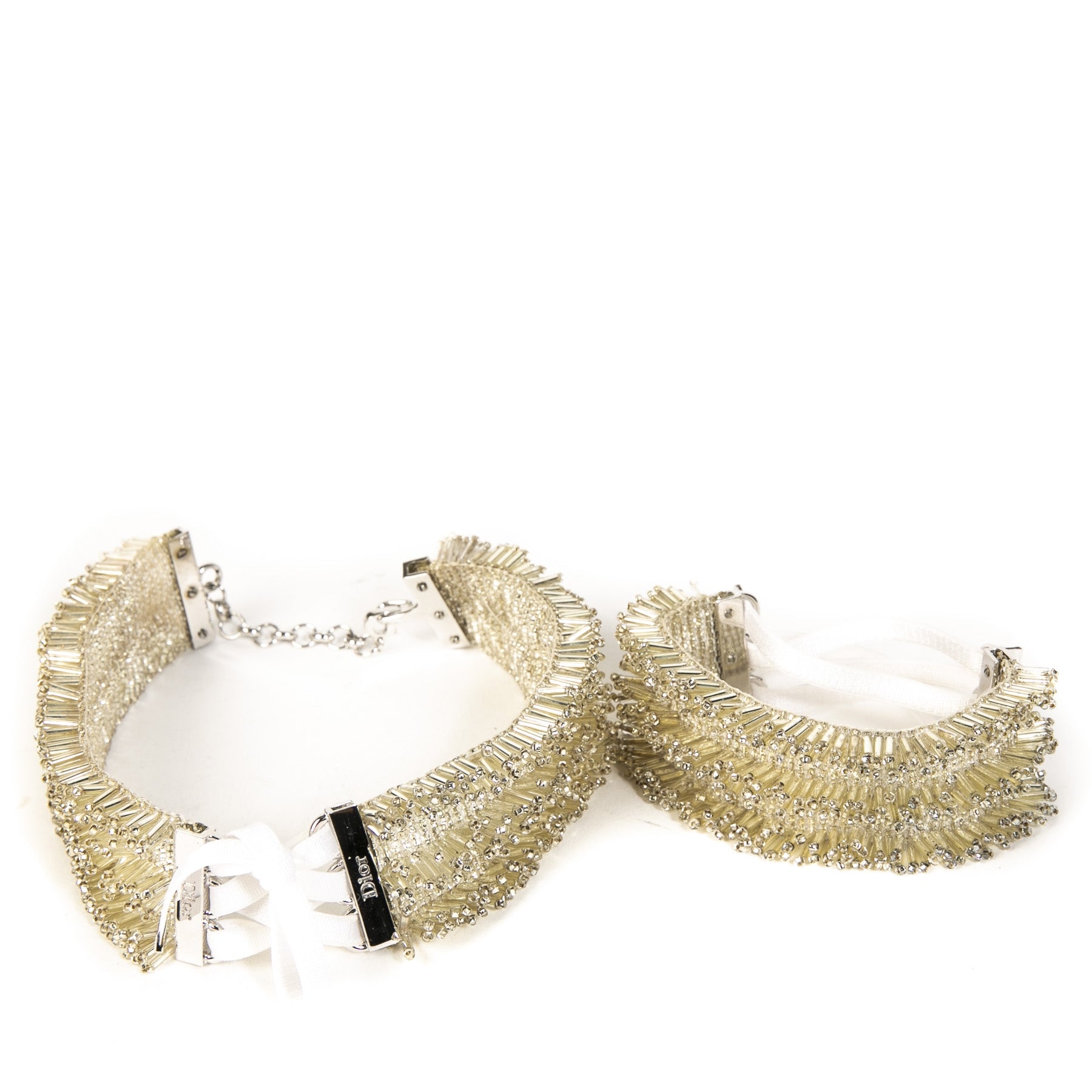 Authentieke tweedehands vintage Dior Beaded Necklace Bracelet and Earrings Set koop online webshop LabelLOV