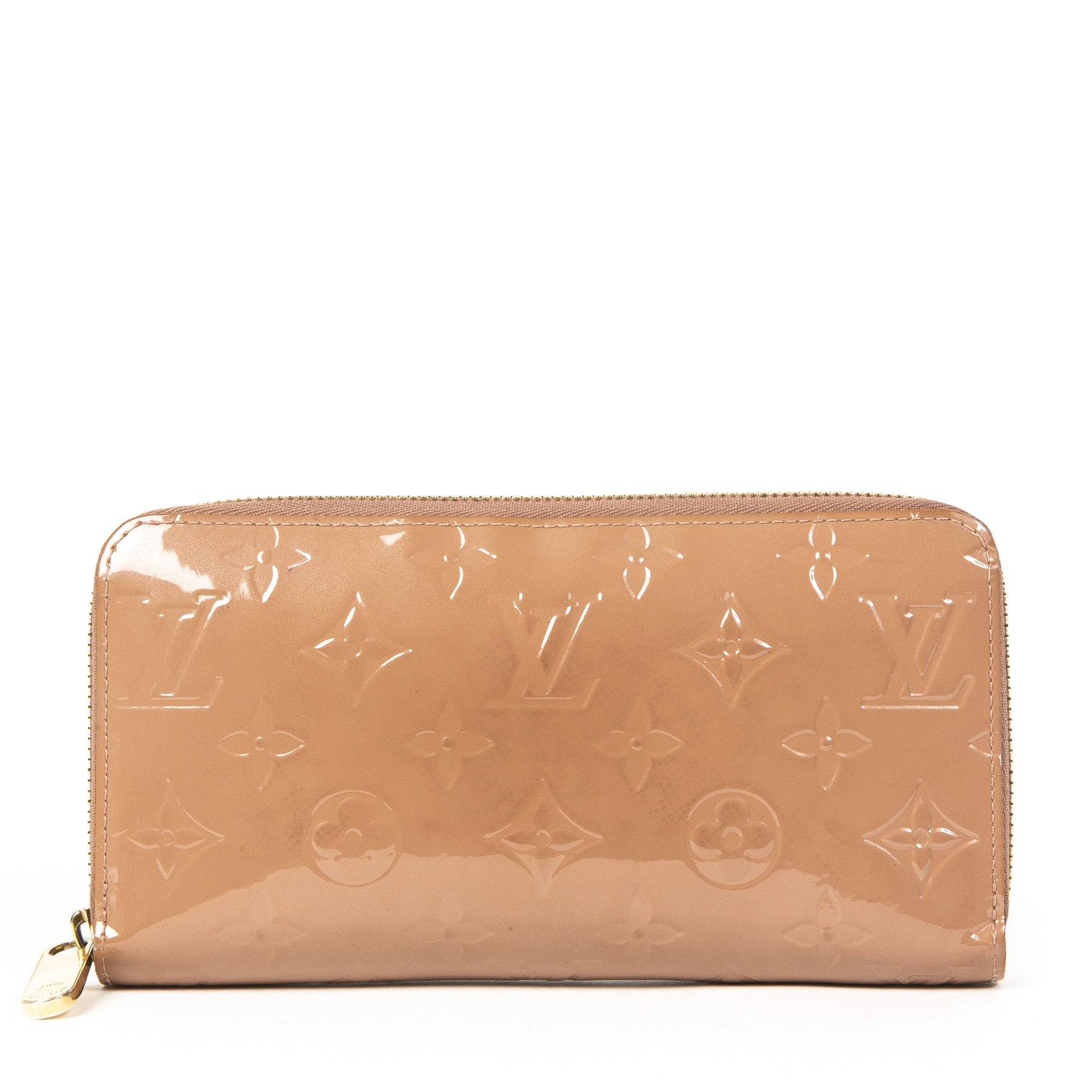 Portefeuille Louis Vuitton Zippy en cuir verni Vieux Rose