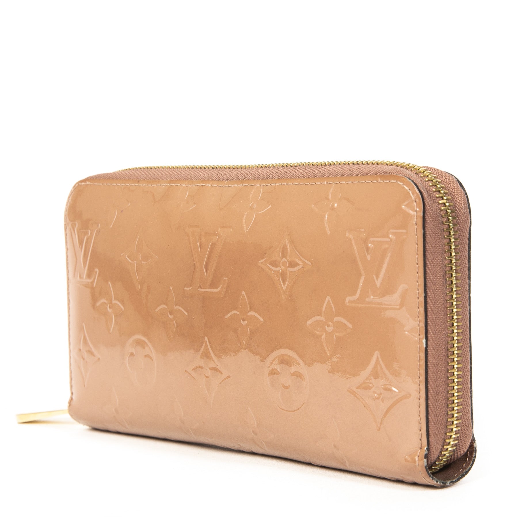 Portefeuille Louis Vuitton Zippy en cuir verni Vieux Rose