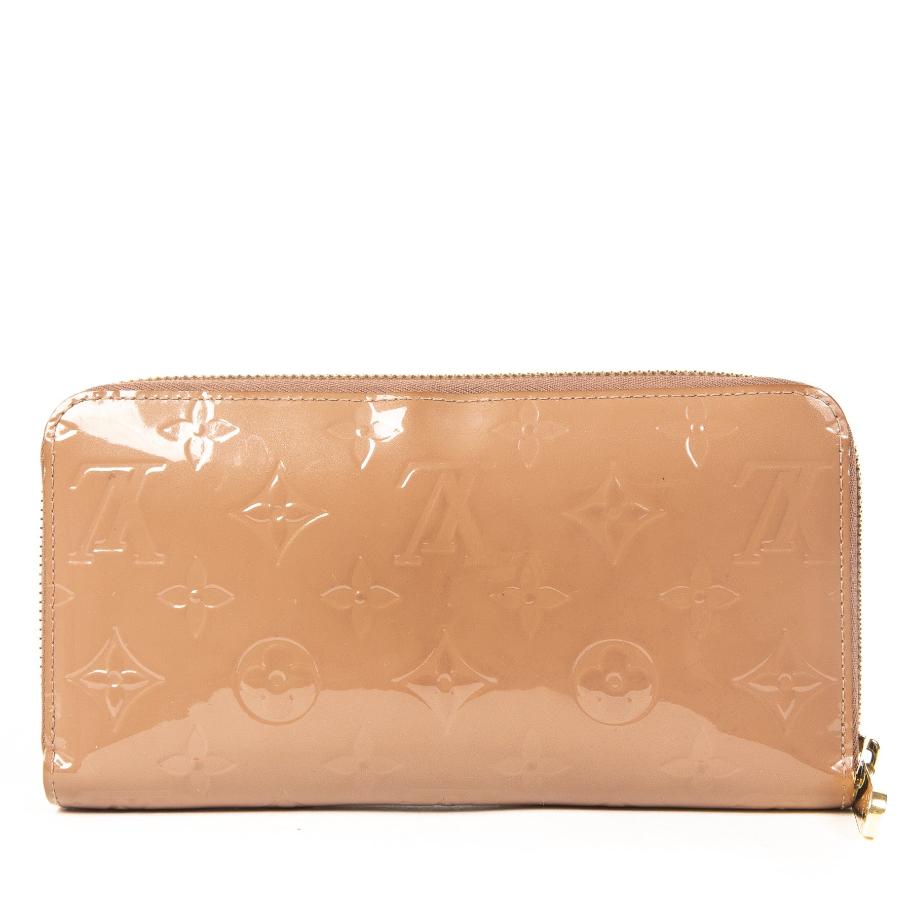 Portefeuille Louis Vuitton Zippy en cuir verni Vieux Rose