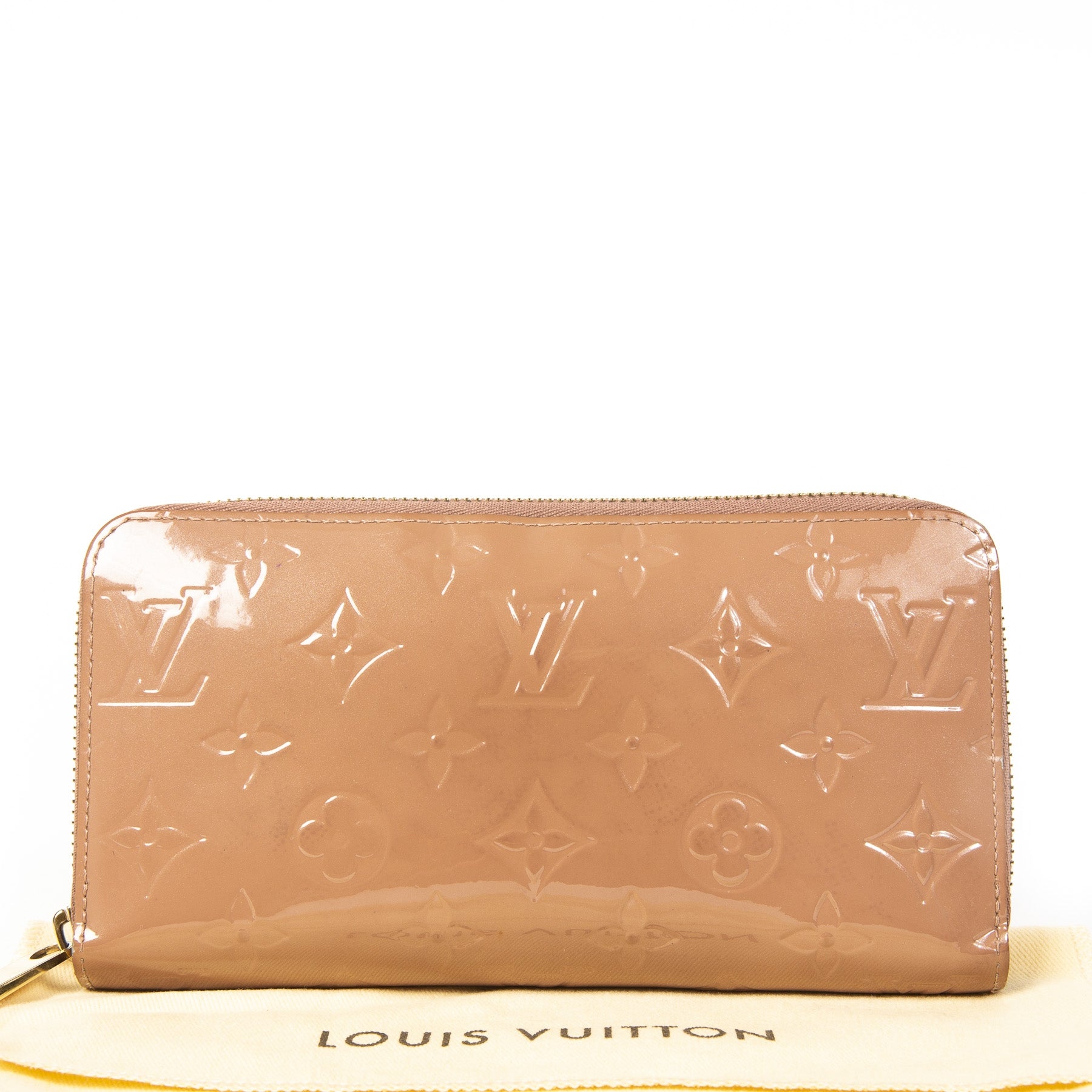 Portefeuille Louis Vuitton Zippy en cuir verni Vieux Rose