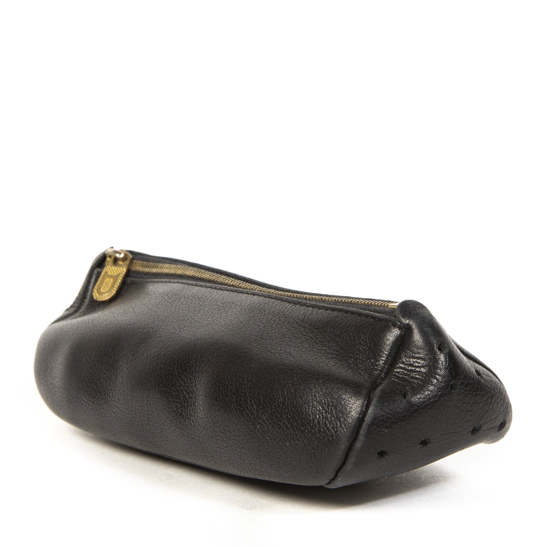 Authentieke tweedehands Delvaux Black Leather Pochette juiste prijs veilig online winkelen LabelLOV webshop luxe merken