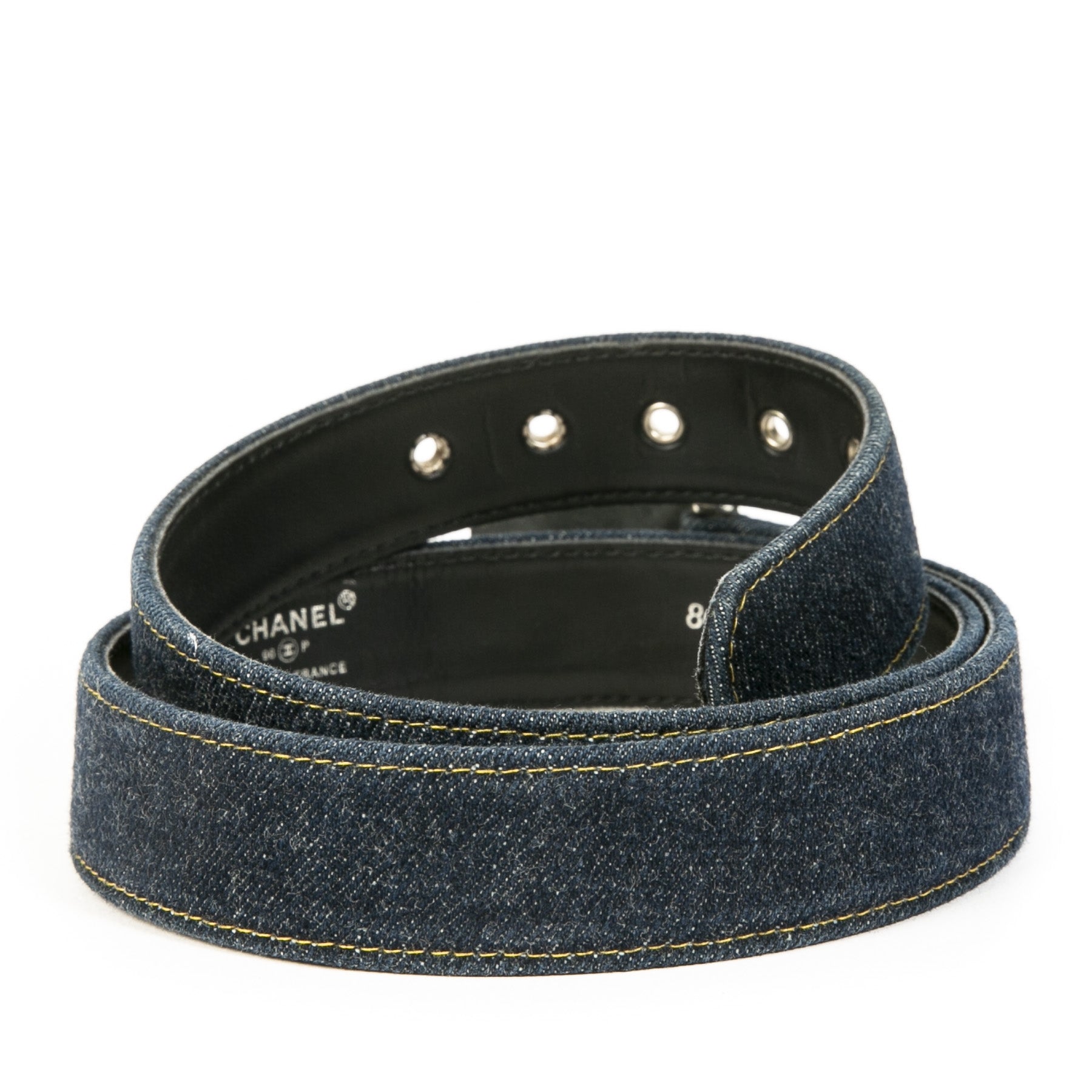 Authentique seconde main vintage Chanel Denim Belt achète en ligne webshop LabelLOV