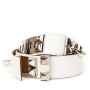 Authentieke Tweedehands Rare Hermès White Collier De Chien Belt juiste prijs veilig online shoppen luxe merken webshop winkelen Antwerpen België mode fashion