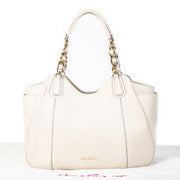Authentieke Tweedehands Salvatore Ferragamo White Chain Tote Bag juiste prijs veilig online shoppen luxe merken webshop winkelen Antwerpen België mode fashion