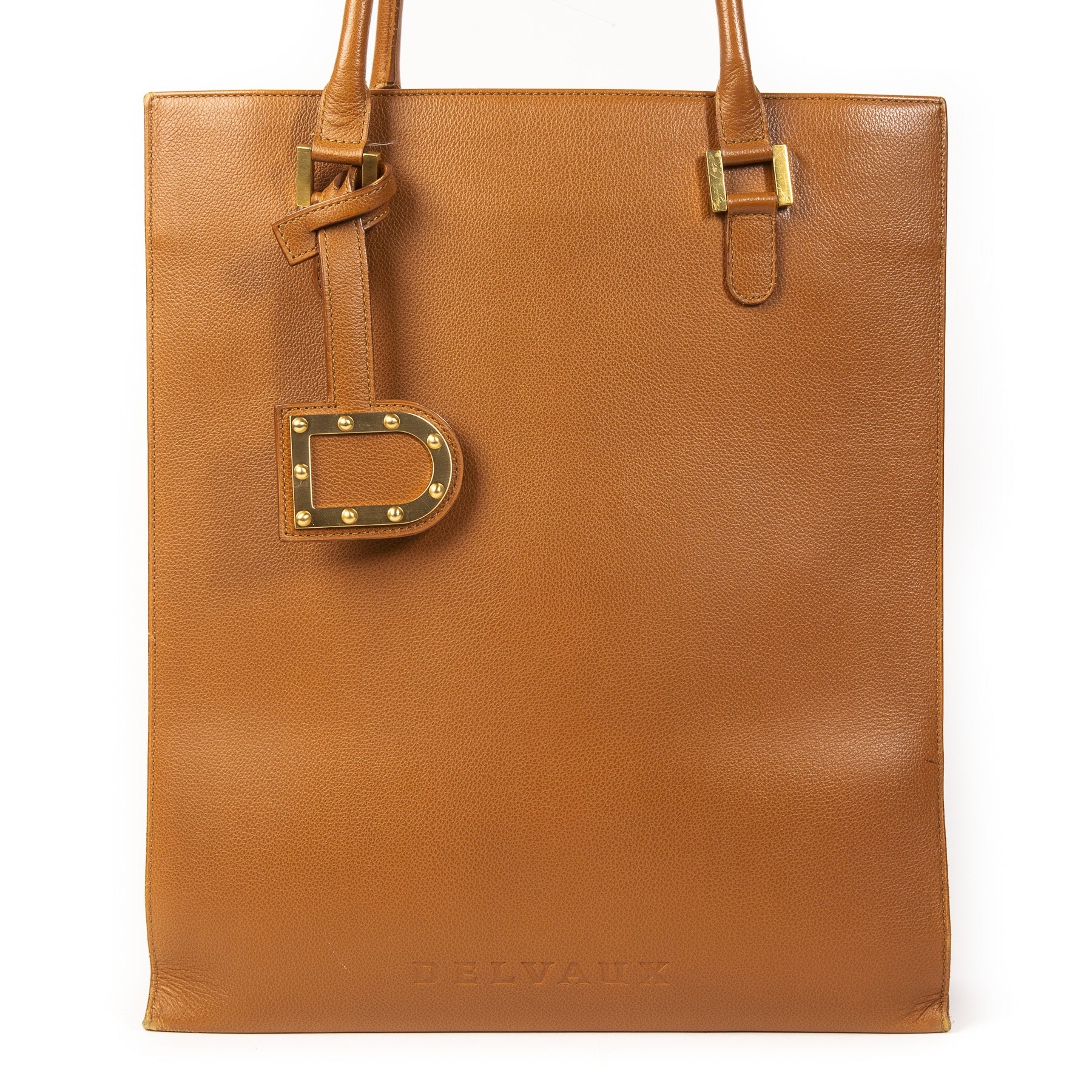 Authentieke Tweedehands Delvaux Cognac Leather Tote Bag juiste prijs veilig online shoppen luxe merken webshop winkelen Antwerpen België mode fashion