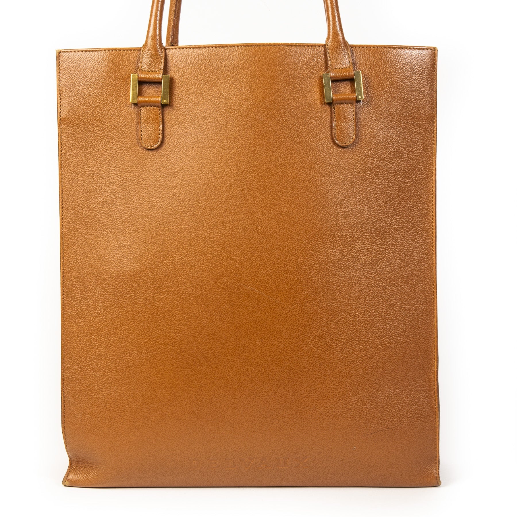 Authentieke Tweedehands Delvaux Cognac Leather Tote Bag juiste prijs veilig online shoppen luxe merken webshop winkelen Antwerpen België mode fashion