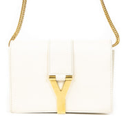 Authentieke Tweedehands Yves Saint Laurent White Leather Shoulder Bag juiste prijs veilig online shoppen luxe merken webshop winkelen Antwerpen België mode fashion