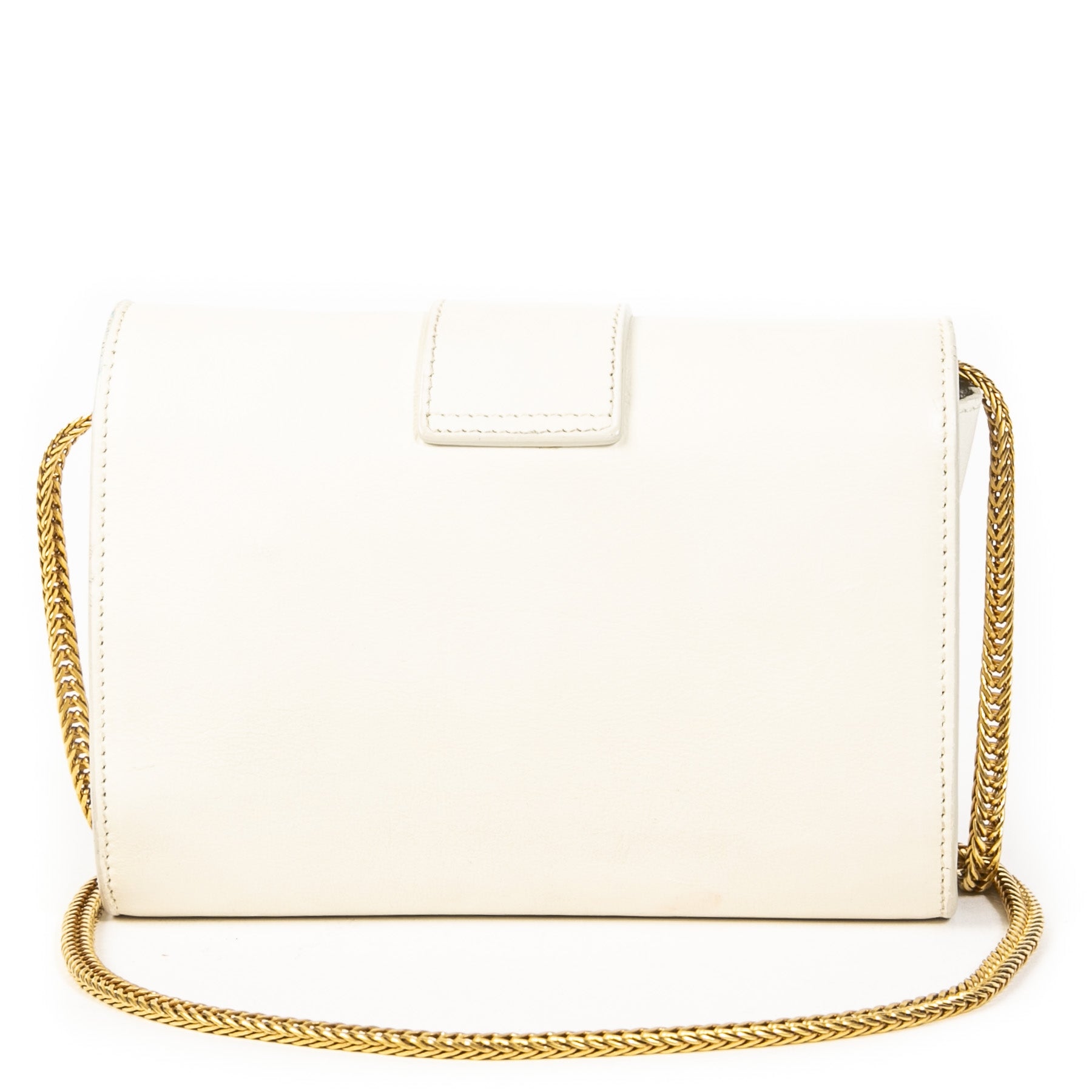 Authentieke Tweedehands Yves Saint Laurent White Leather Shoulder Bag juiste prijs veilig online shoppen luxe merken webshop winkelen Antwerpen België mode fashion