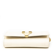 Authentieke Tweedehands Yves Saint Laurent White Leather Shoulder Bag juiste prijs veilig online shoppen luxe merken webshop winkelen Antwerpen België mode fashion