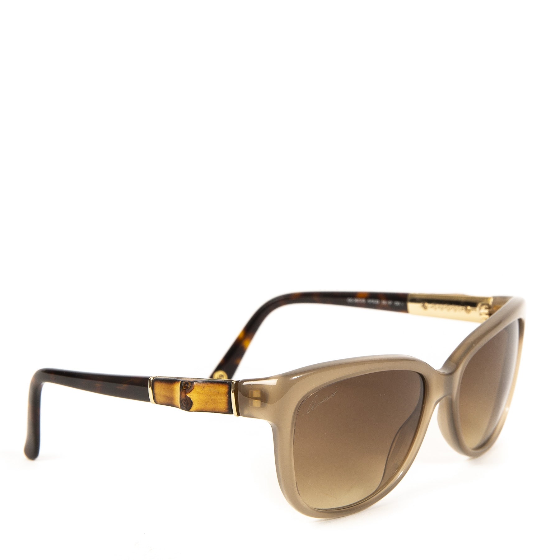 Authentieke Tweedehands Gucci Grey Bamboo Sunglasses juiste prijs veilig online shoppen luxe merken webshop winkelen Antwerpen België mode fashion
