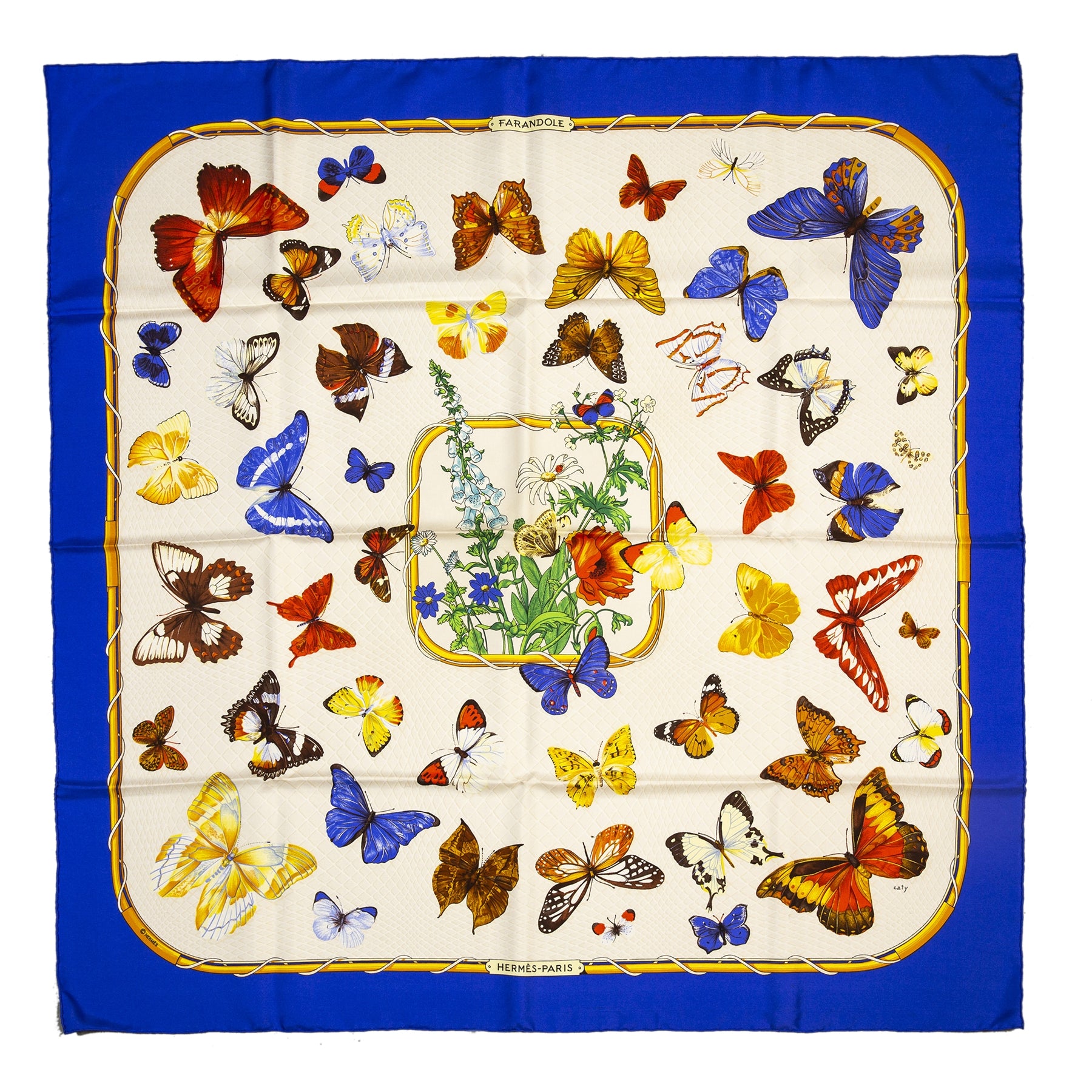 Authentieke tweedehands Hermès silk blue butterfly scarf juiste prijs veilig online winkelen LabelLOV webshop luxe merken winkelen Antwerpen België mode fashion