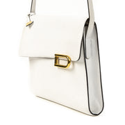 Authentieke Tweedehands Delvaux White Leather Gold D Shoulder Bag juiste prijs veilig online shoppen luxe merken webshop winkelen Antwerpen België mode fashion