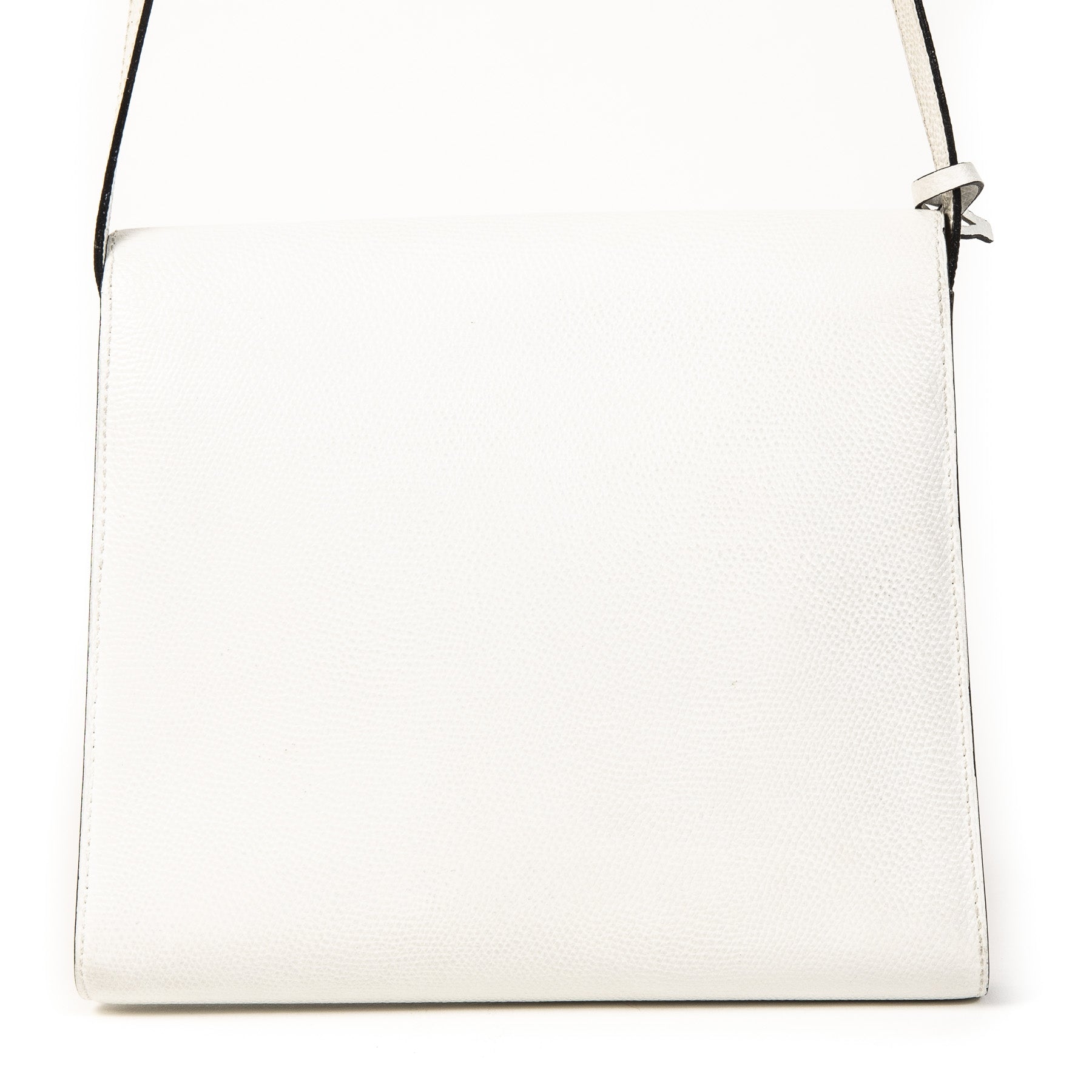 Authentieke Tweedehands Delvaux White Leather Gold D Shoulder Bag juiste prijs veilig online shoppen luxe merken webshop winkelen Antwerpen België mode fashion