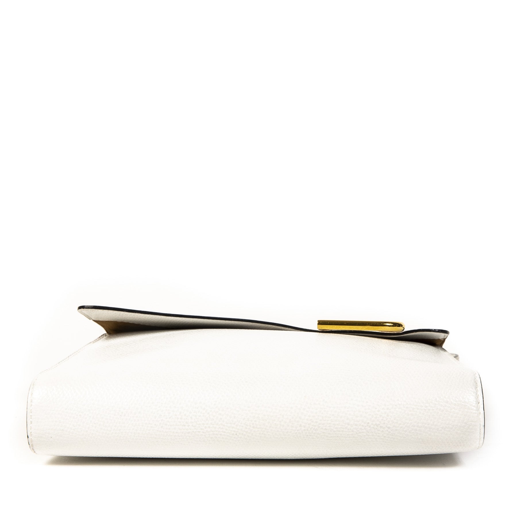 Authentieke Tweedehands Delvaux White Leather Gold D Shoulder Bag juiste prijs veilig online shoppen luxe merken webshop winkelen Antwerpen België mode fashion