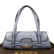 Authentieke Tweedehands Tods Blue Leather Shoulder Bag juiste prijs veilig online shoppen luxe merken webshop winkelen Antwerpen België mode fashion