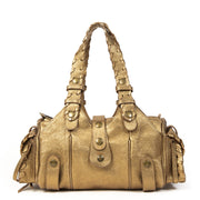 Authentieke tweedehands Chloé Metallic Bronze Leather Silverado Satchel juiste prijs veilig online winkelen LabelLOV webshop luxe merken winkelen Antwerpen België mode fashion