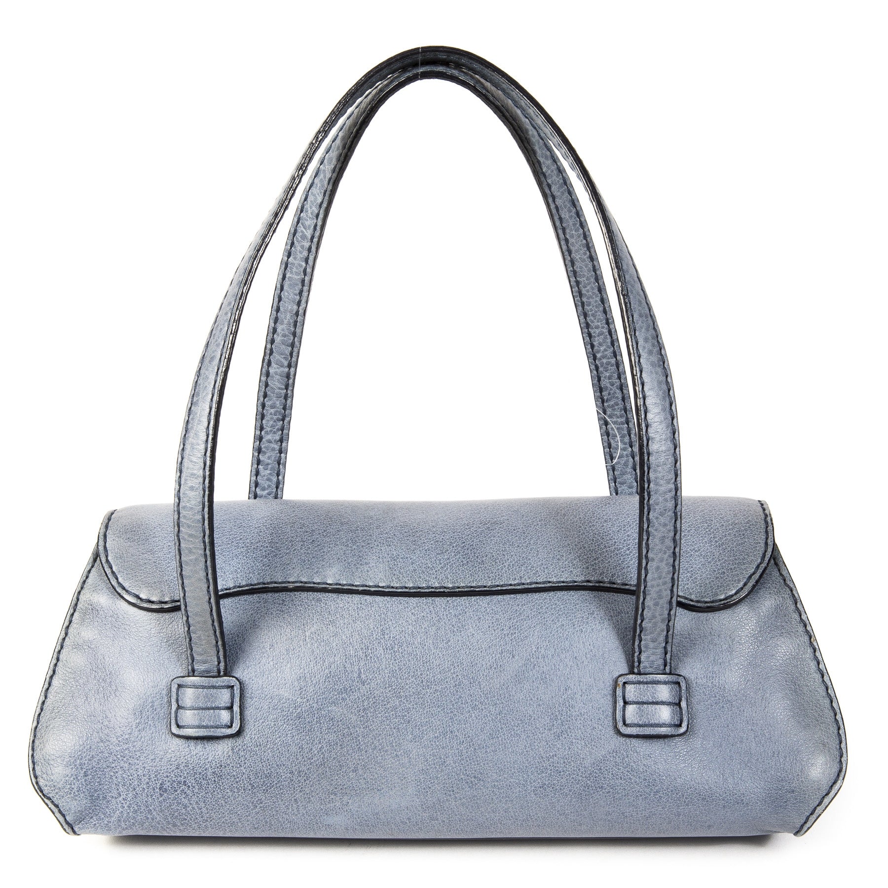 Authentieke Tweedehands Tods Blue Leather Shoulder Bag juiste prijs veilig online shoppen luxe merken webshop winkelen Antwerpen België mode fashion