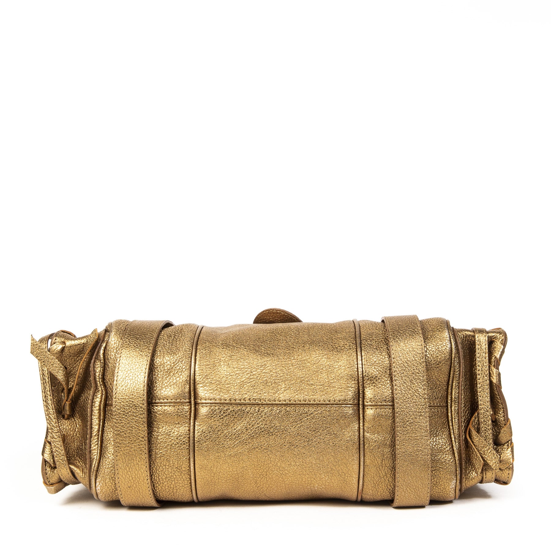 Authentieke tweedehands Chloé Metallic Bronze Leather Silverado Satchel juiste prijs veilig online winkelen LabelLOV webshop luxe merken winkelen Antwerpen België mode fashion