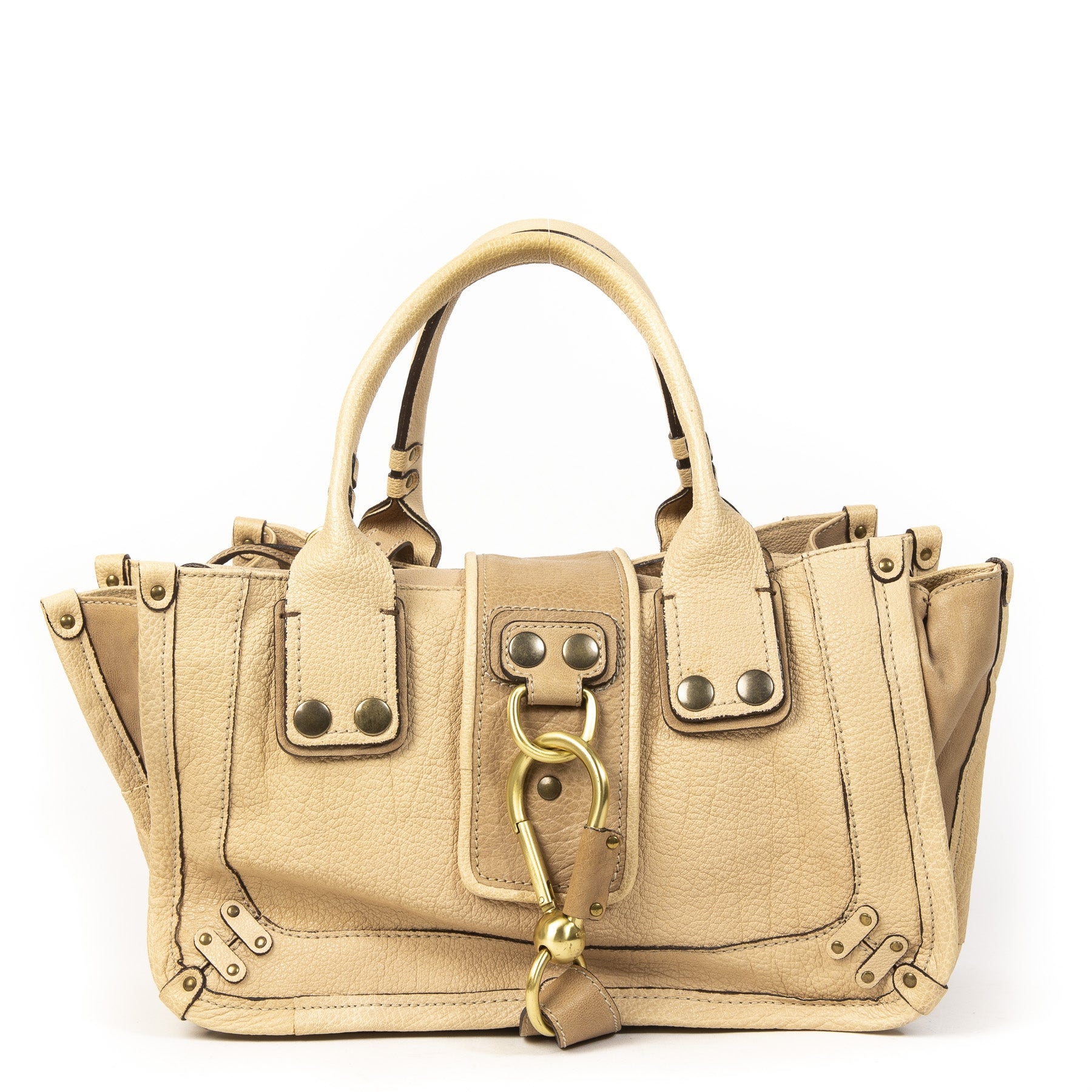 Authentieke tweedehands Chloé Beige Leather schoudertas juiste prijs veilig online winkelen LabelLOV webshop luxe merken winkelen Antwerpen België mode fashion