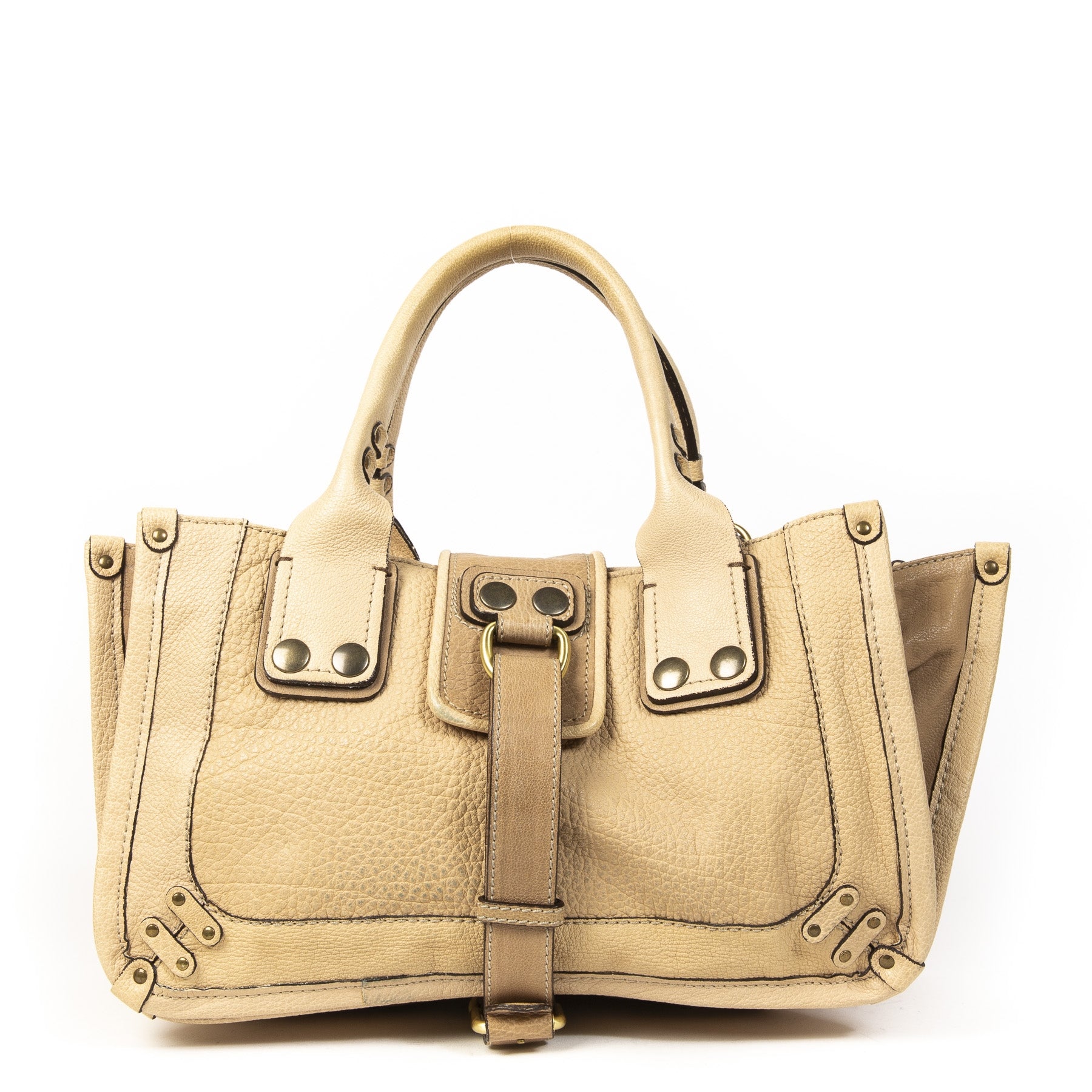 Authentieke tweedehands Chloé Beige Leather schoudertas juiste prijs veilig online winkelen LabelLOV webshop luxe merken winkelen Antwerpen België mode fashion