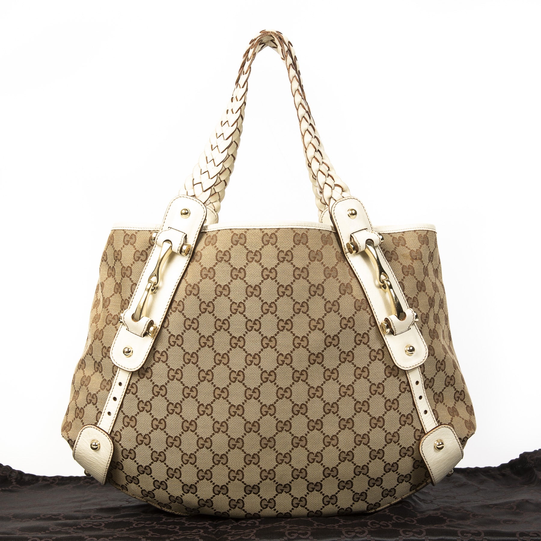 acheter en linge seconde main Gucci Monogram Medium Pelham Shoulder Bag Off White