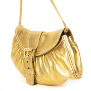 Authentieke Tweedehands Céline Gold Leather Buckle Bag juiste prijs veilig online shoppen luxe merken webshop winkelen Antwerpen België mode fashion