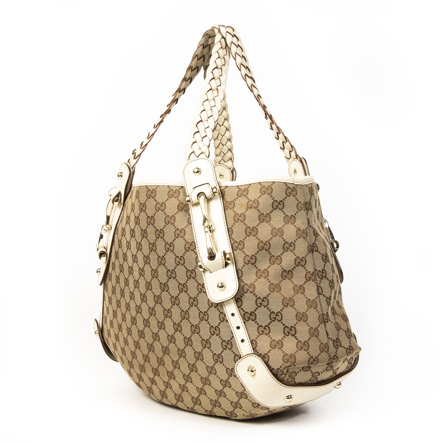 shop safe online secondhand Gucci Monogram Medium Pelham Shoulder Bag Off White