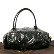 Authentieke Tweedehands Roberto Cavalli Black Crocodile Shoulder Bag juiste prijs veilig online shoppen luxe merken webshop winkelen Antwerpen België mode fashion