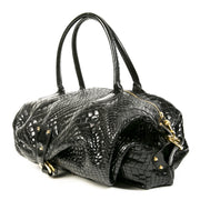 Authentieke Tweedehands Roberto Cavalli Black Crocodile Shoulder Bag juiste prijs veilig online shoppen luxe merken webshop winkelen Antwerpen België mode fashion