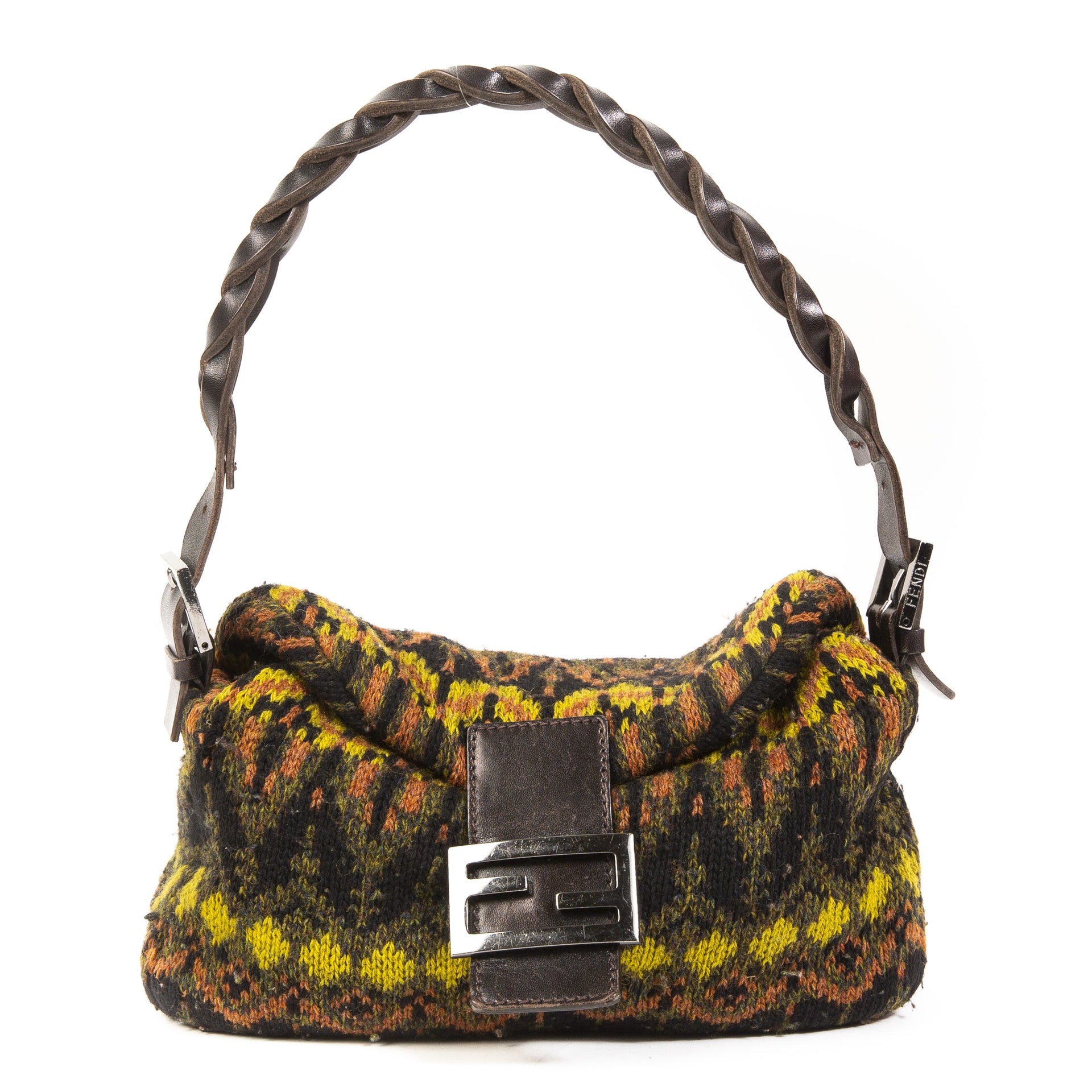 Buy this authentic second-hand vintage Fendi Woven Knit Baguette Bag at online webshop LabelLOV.