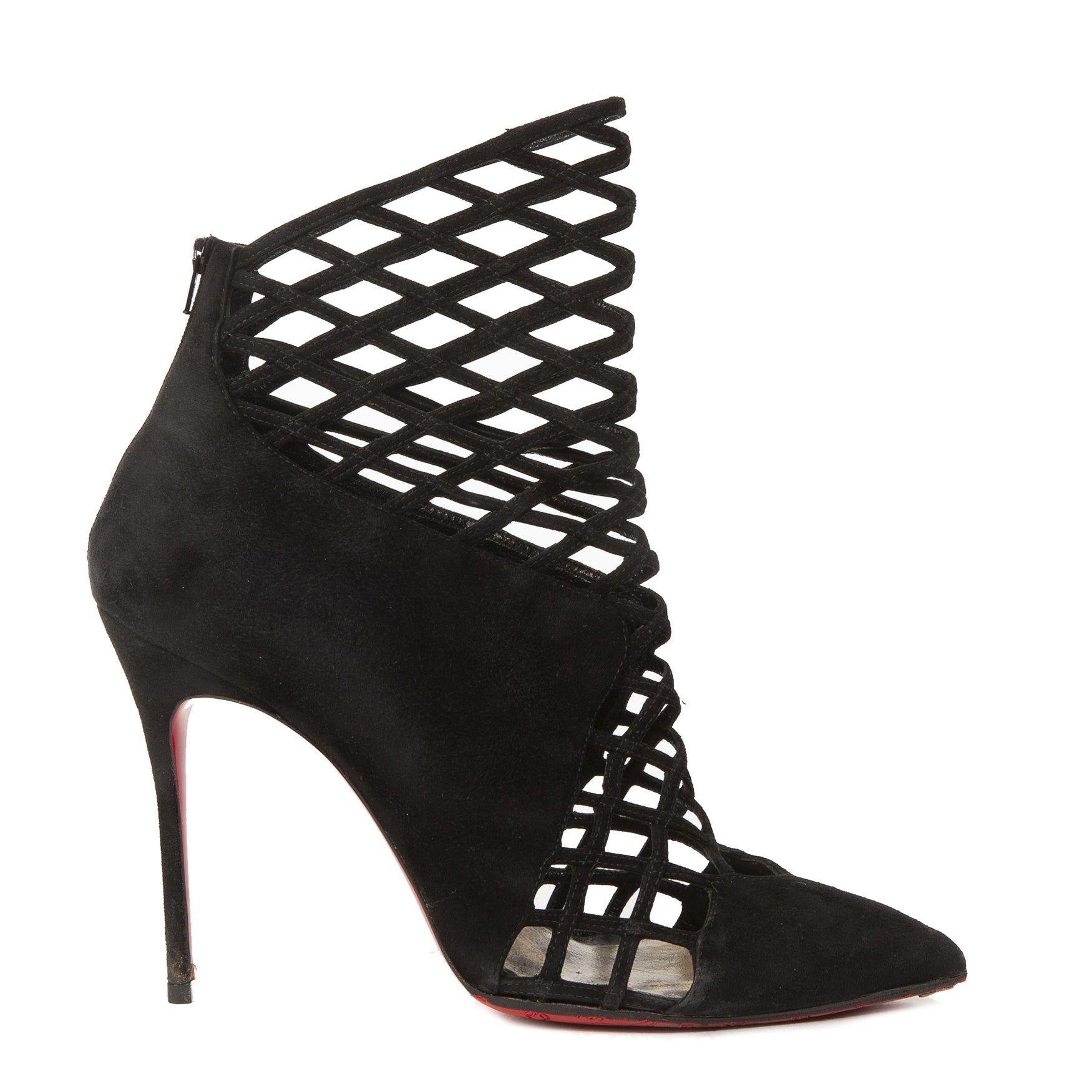 Christian Louboutin Mrs Bouglione 100 Suede Booties aan de beste prijs bij Labellov tweedehands luxe in Antwerpen