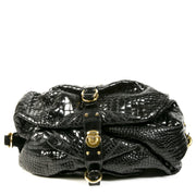 Authentieke Tweedehands Roberto Cavalli Black Crocodile Shoulder Bag juiste prijs veilig online shoppen luxe merken webshop winkelen Antwerpen België mode fashion