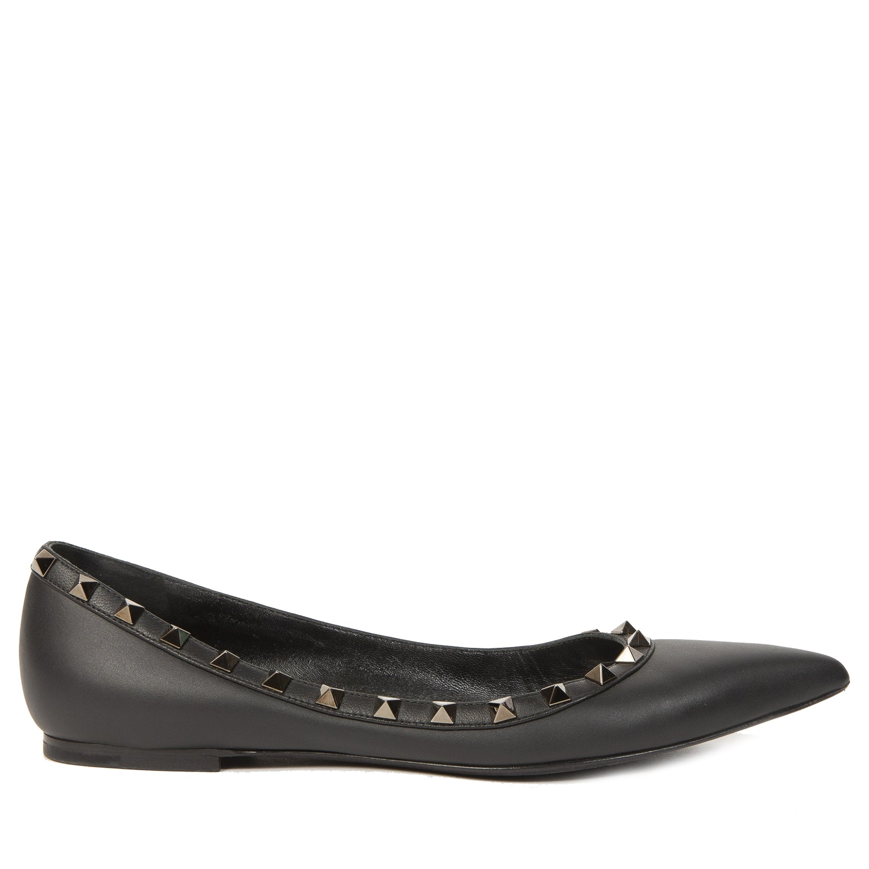 Valentino Garavani Noir Black Rockstud Flats - size 39.5