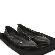 Valentino Garavani Noir Black Rockstud Flats - size 39.5