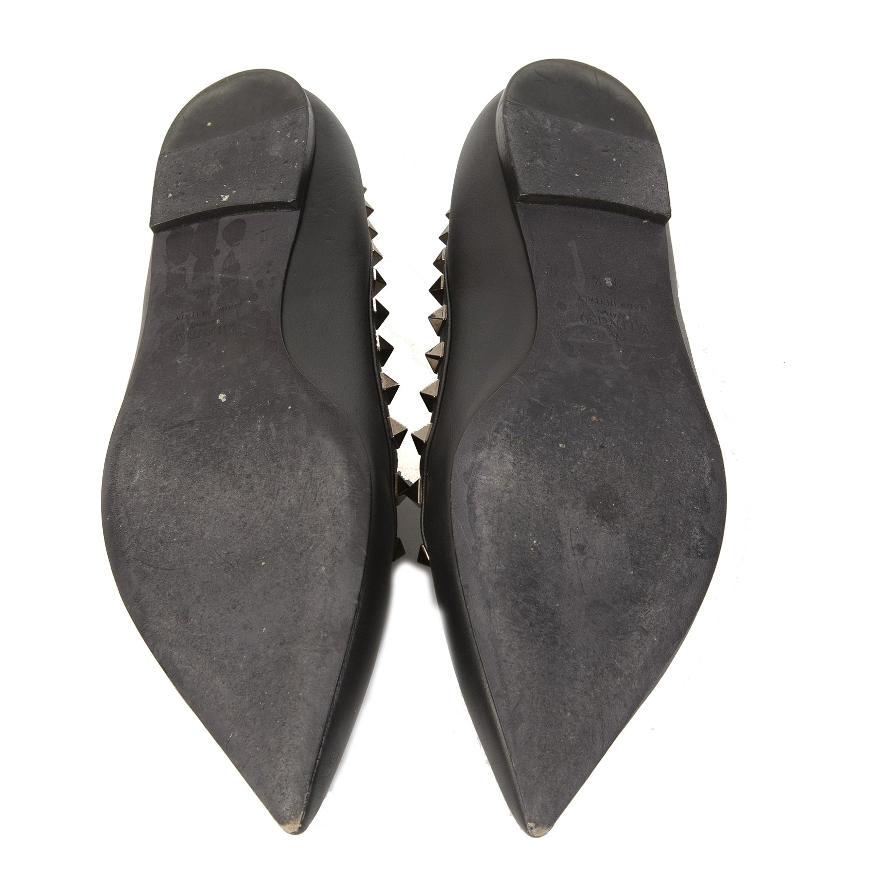 Valentino Garavani Noir Black Rockstud Flats - size 39.5