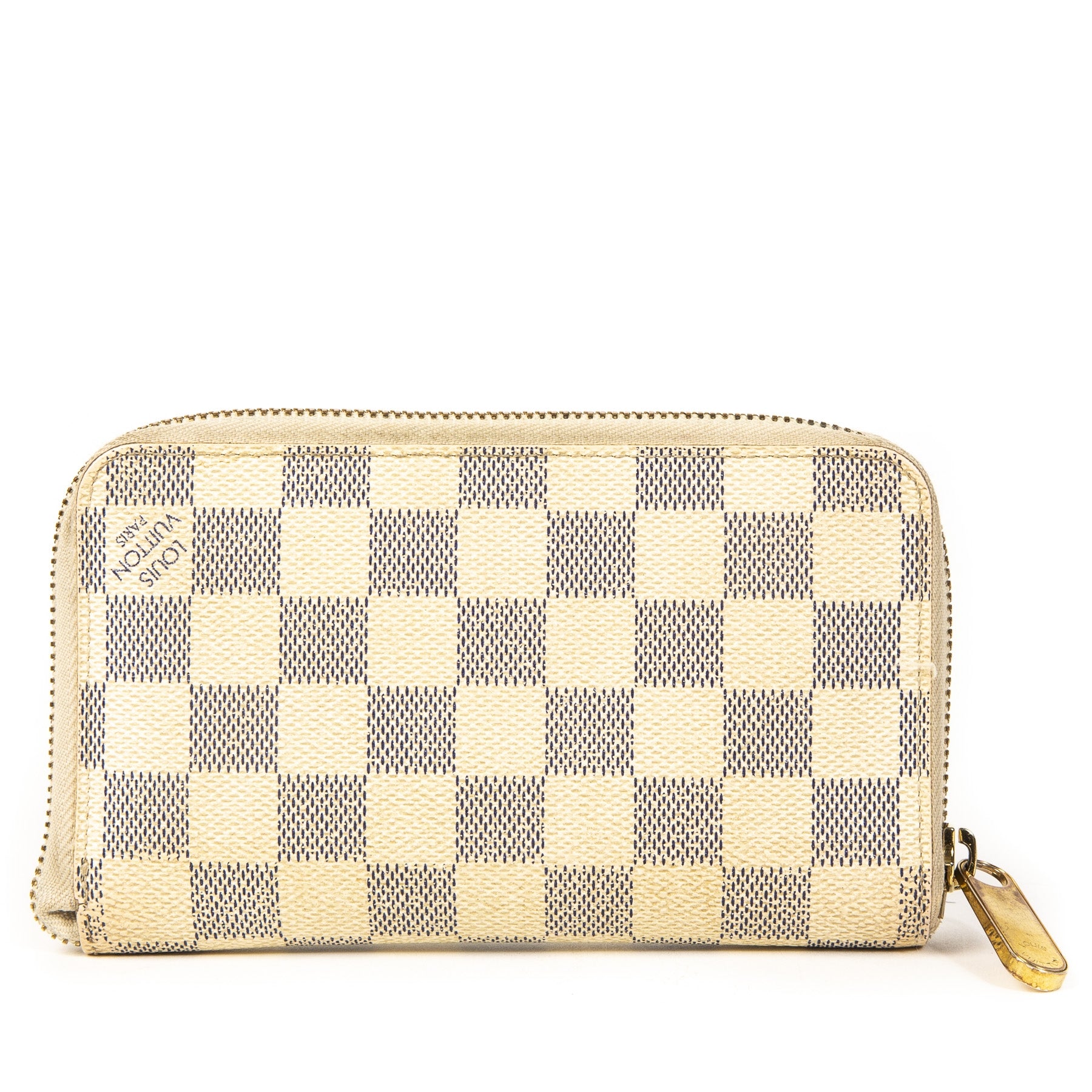 Louis Vuitton Damier Azur Leren Zippy Portemonnee