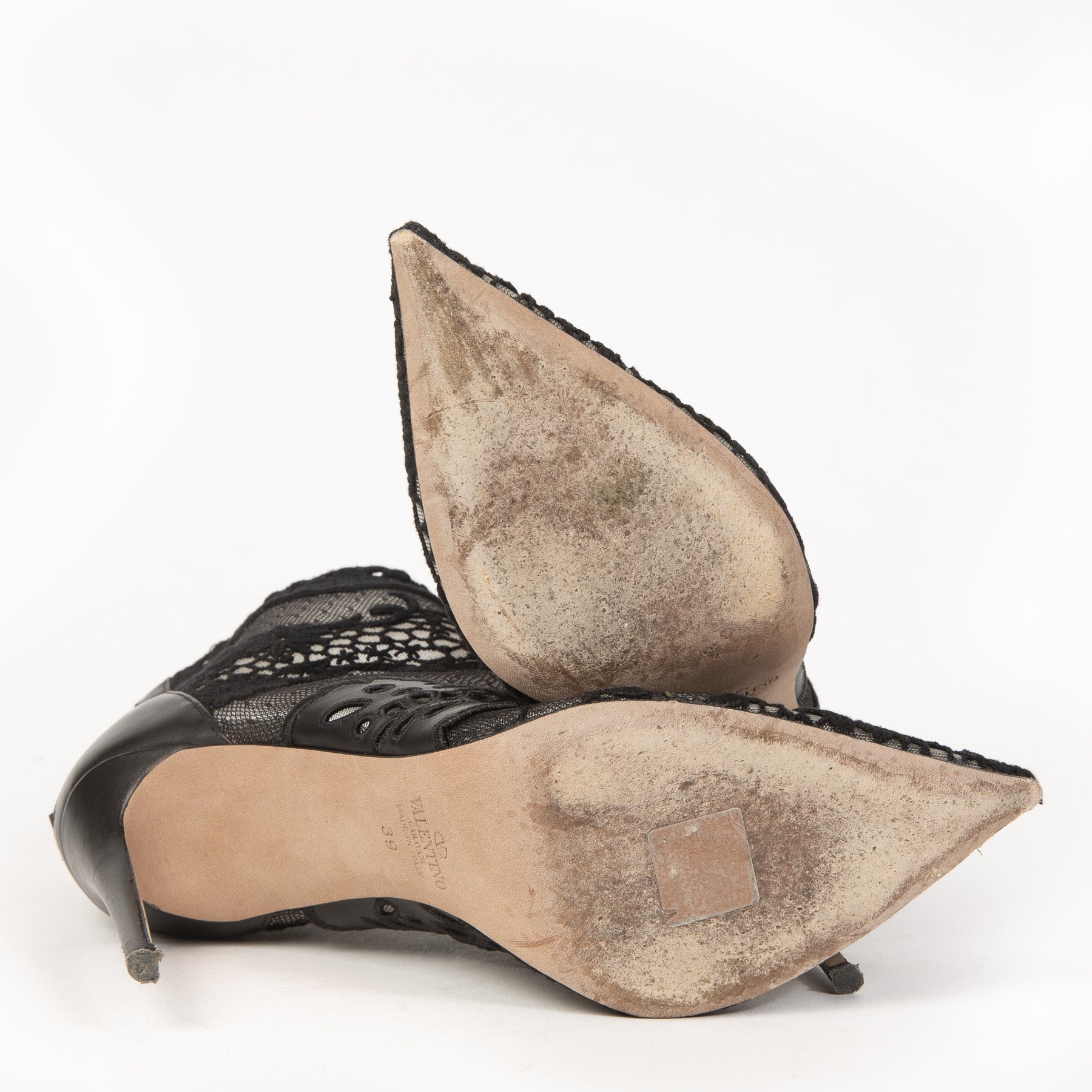 Valentino Garavani Lace Leather Booties - size 39