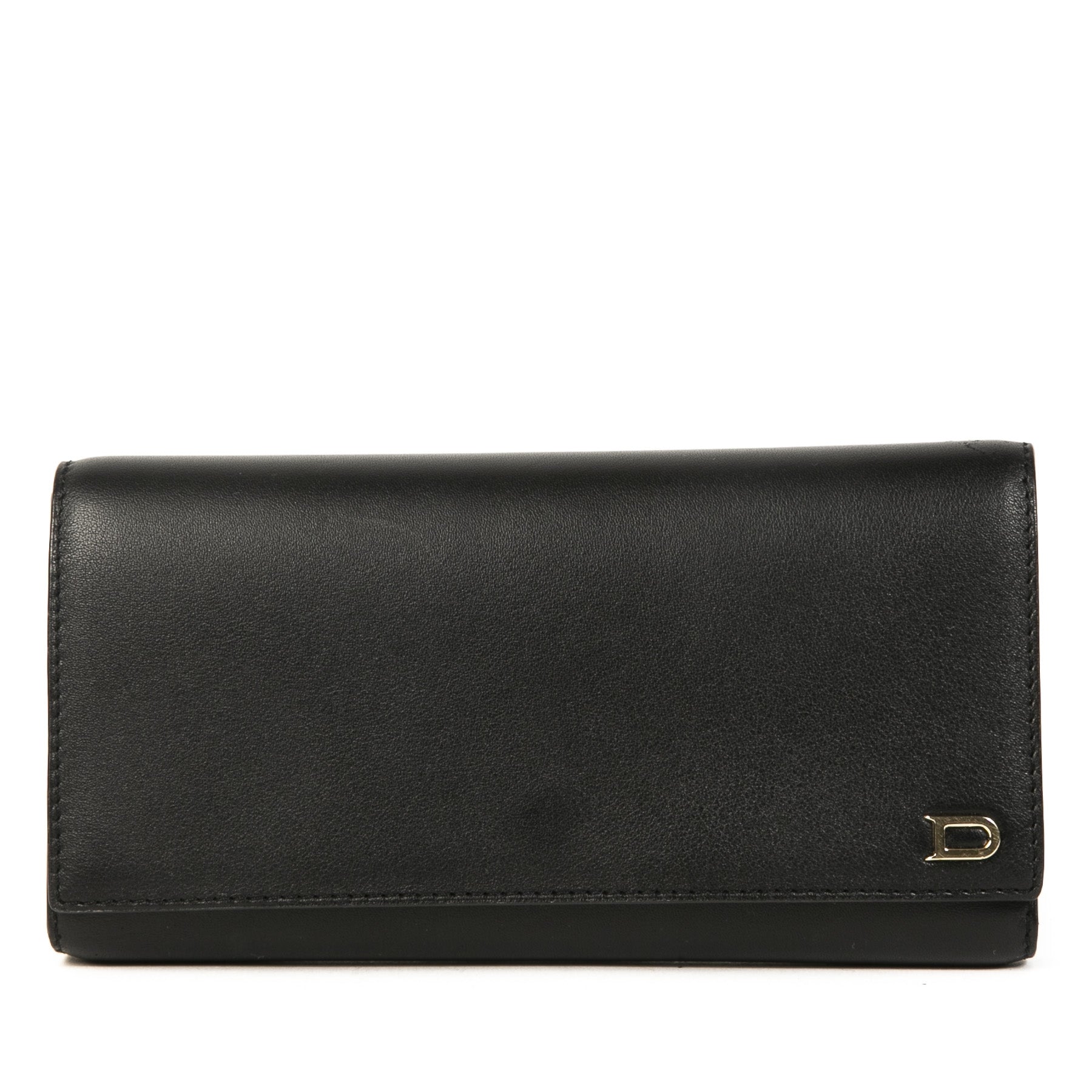 Authentieke Tweedehands Delvaux Black Leather Wallet juiste prijs veilig online shoppen luxe merken webshop winkelen Antwerpen België mode fashion