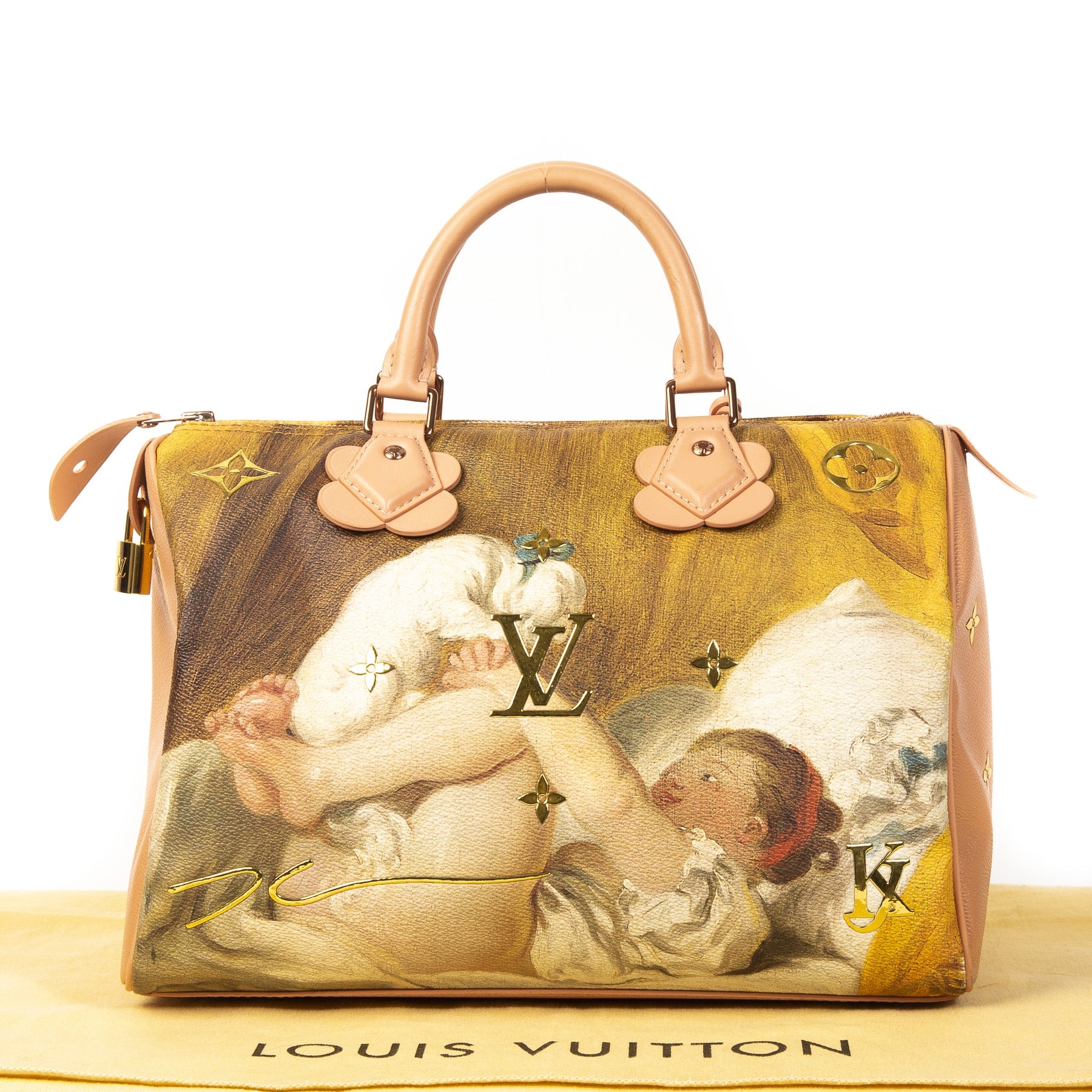 Authentieke Tweedehands Louis Vuitton Masters x Jeff Koons Pink Speedy 30 Fragonard Bag juiste prijs veilig online shoppen luxe merken webshop winkelen Antwerpen België mode fashion
