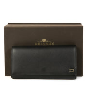 Authentieke Tweedehands Delvaux Black Leather Wallet juiste prijs veilig online shoppen luxe merken webshop winkelen Antwerpen België mode fashion