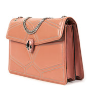 Authentieke Tweedehands Bulgari Pink Serpentine Flap Bag juiste prijs veilig online shoppen luxe merken webshop winkelen Antwerpen België mode fashion
