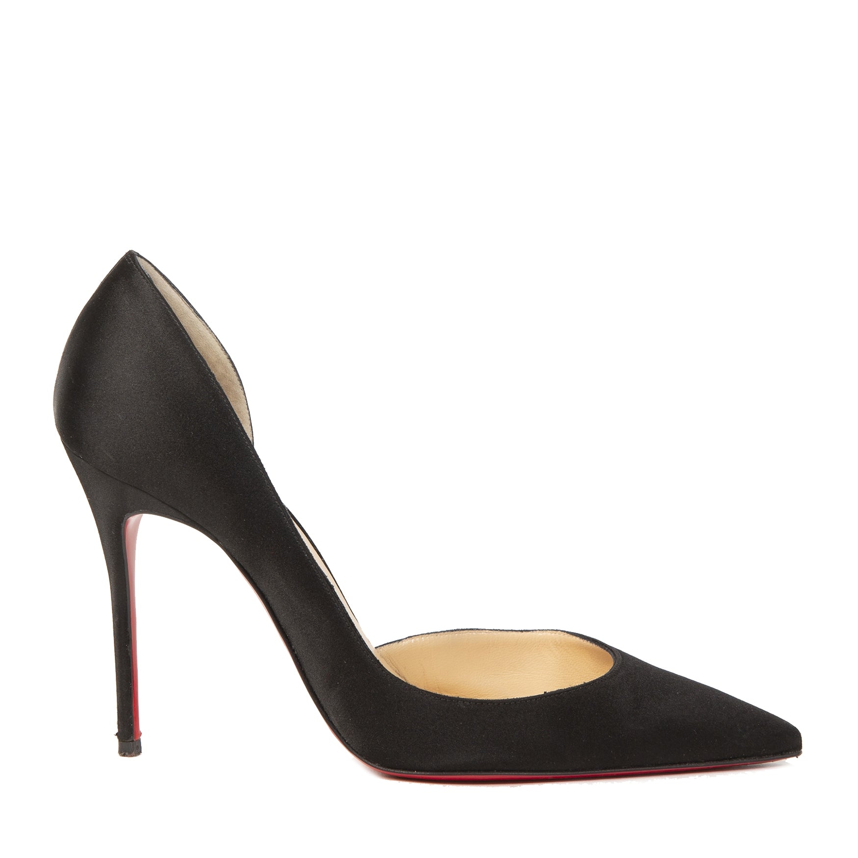 Christian Louboutin Black Satin Iriza 100 Pumps - size 39.5