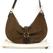 buy safe online secondhand designer Delvaux Camille GM Hobo Shoulder Brown Nubuck Bag like new.