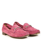 Gucci Peony Pink Suede Leather Horsebit Loafers - 37.5
