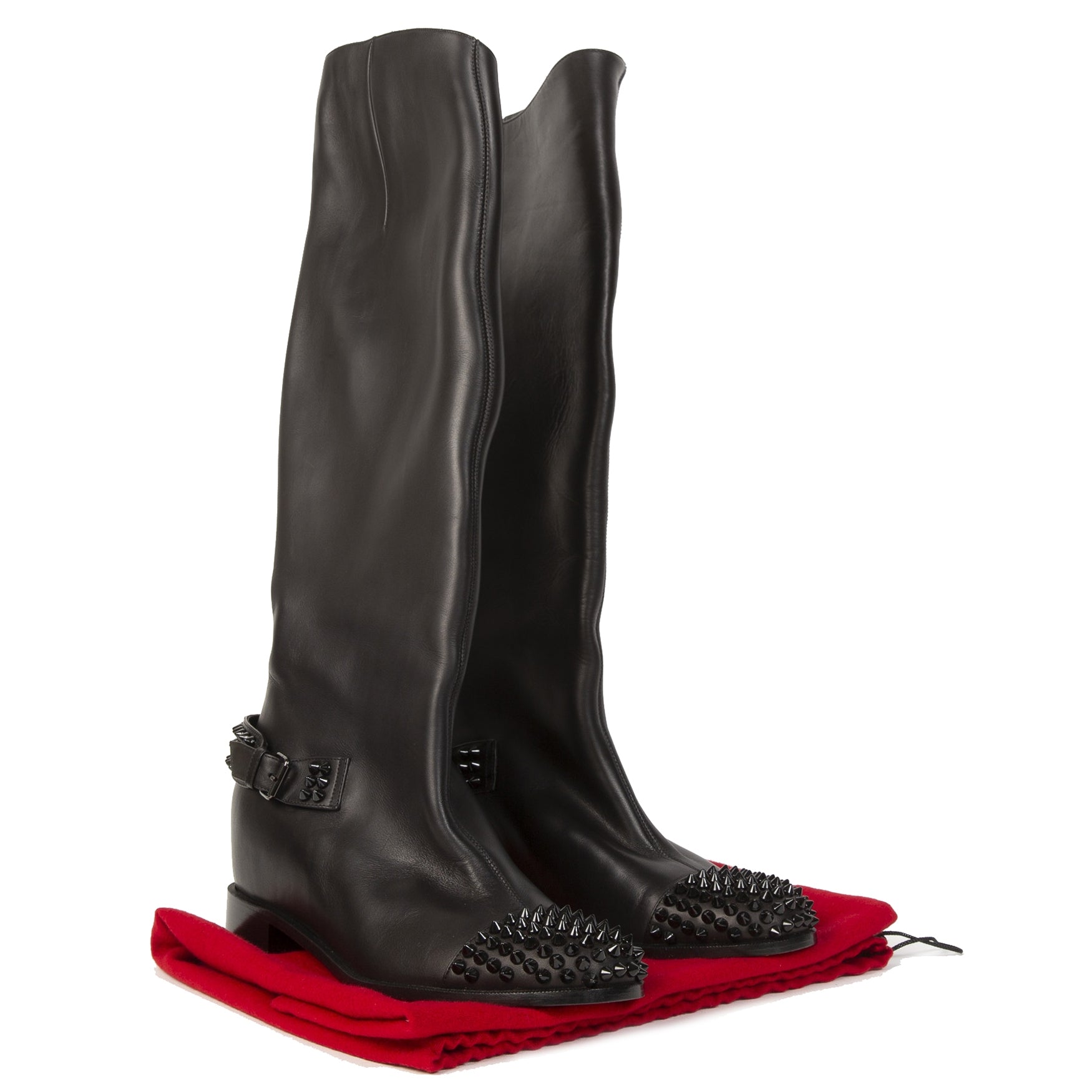 Christian Louboutin Black Leather Stud Boots - size 39.5