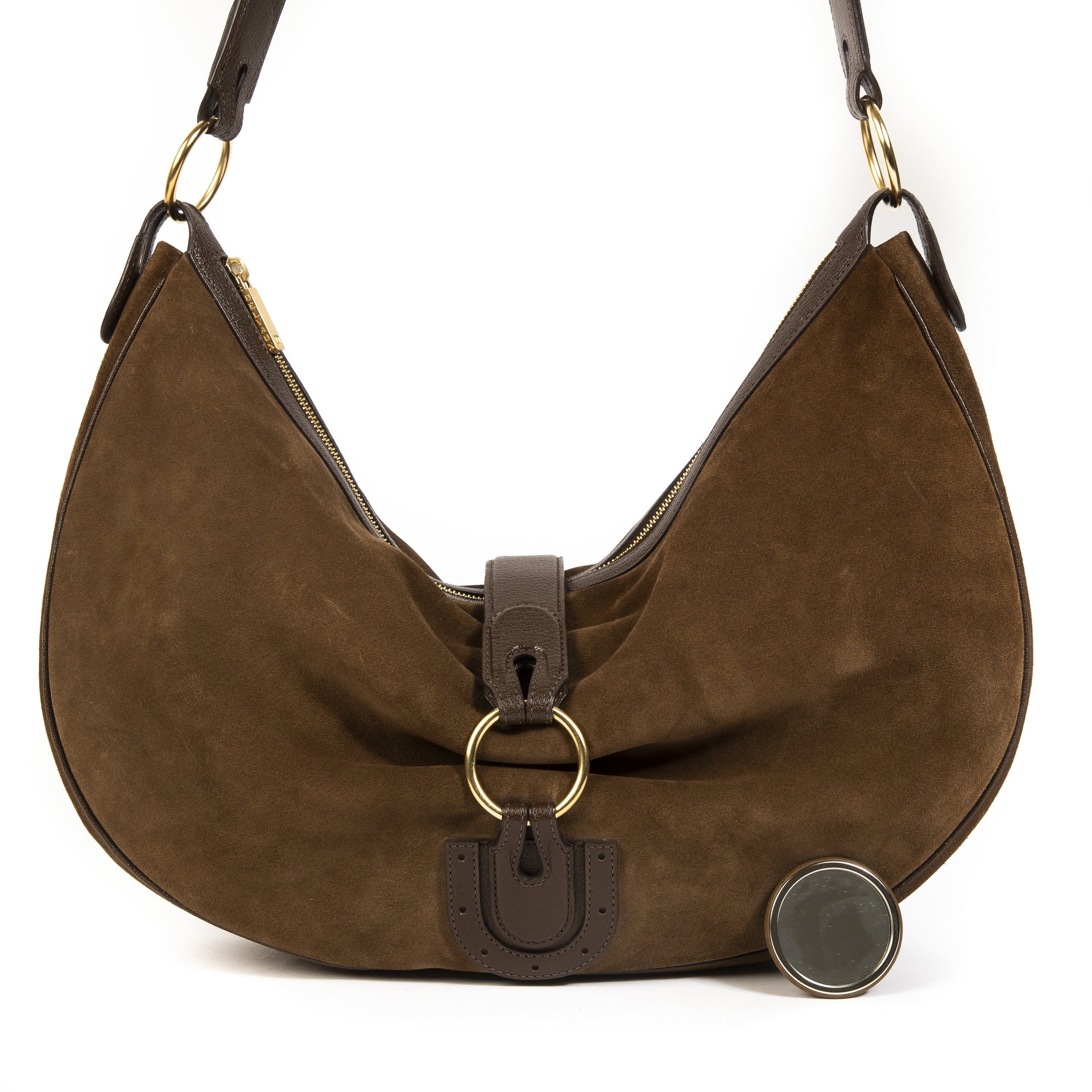 Delvaux Camille GM Hobo Shoulder Brown Nubuck Bag