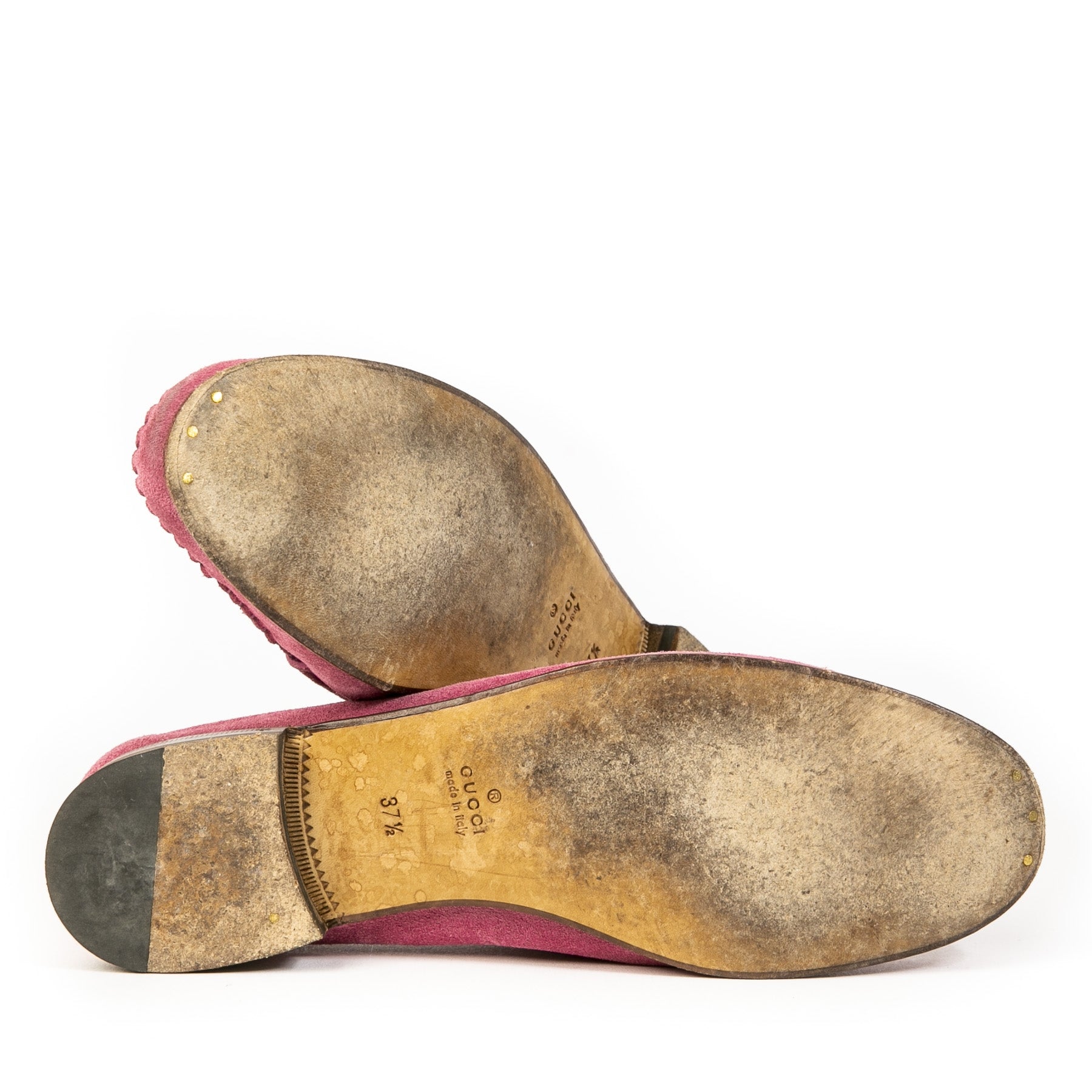 Gucci Peony Pink Suede Leather Horsebit Loafers - 37.5